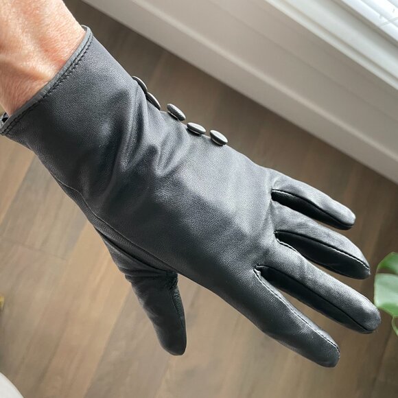 Jessica Genuine Leather Therma-Last Insulated Gloves Button Detail Dk Grey Blk 7 - Picture 14 of 14